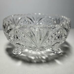 American Brilliant Period (ABP) Cut Crystal Three-Footed Candy Dish